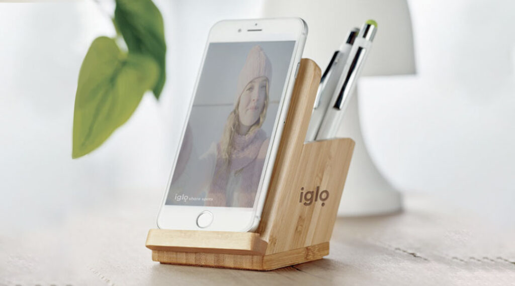 Chargeur sans fil personnalisable avec pot crayon