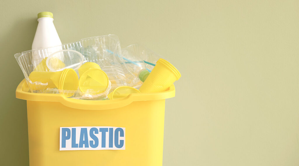 poubelle jaune recyclage plstique