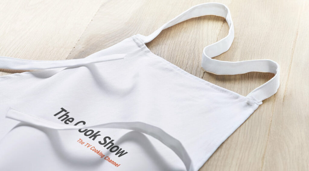 tablier blanc en coton avec un logo
