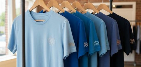 t-shirts de couleurs sur des cintres