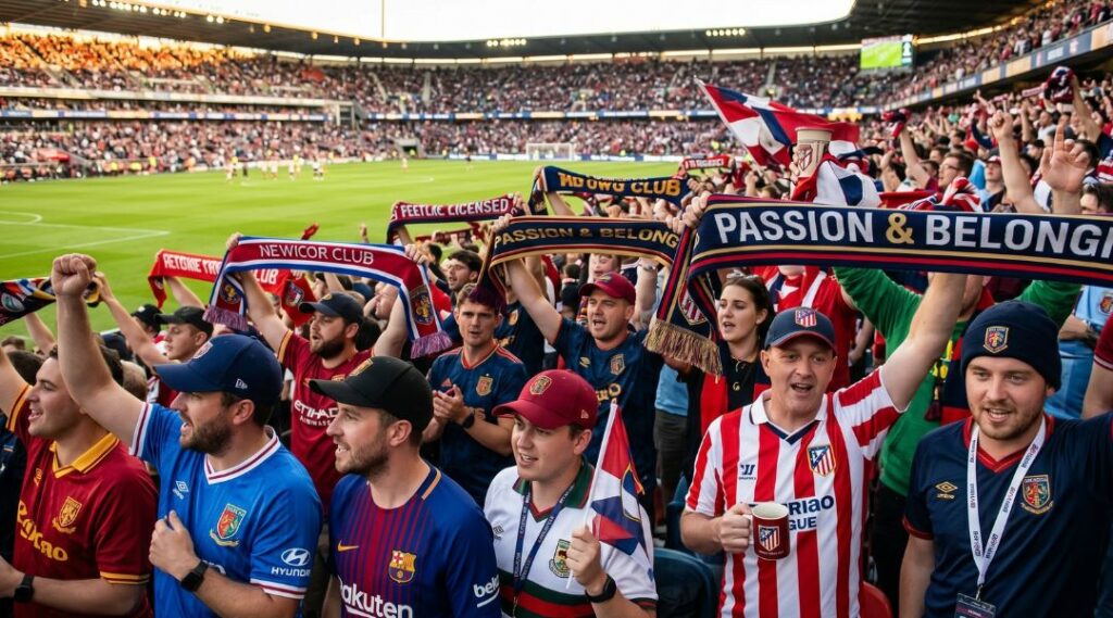 supporters avec merchandising sportif