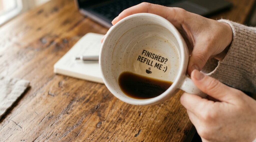 personnalisation sur l'intérieur de la tasse