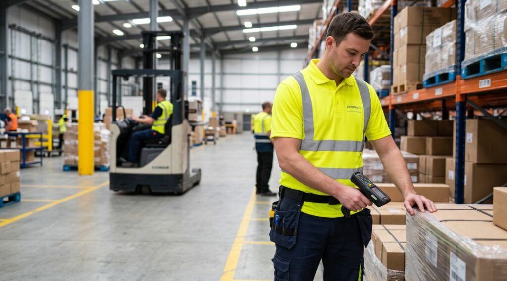 polo de travail fluo avec bandes réfléchissantes