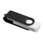 Clé USB avec corps en caoutchouc blanc et clip de couleur Whitemate couleur noir