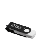Clé USB avec corps en caoutchouc blanc et clip de couleur Whitemate couleur noir