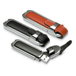 Clé USB personnalisée en cuir et métal avec fermoir boucle Datashield