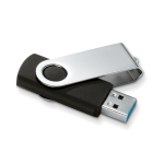 Clé USB sérigraphiée exclusive 3.0 avec corps caoutchouc Techmate 3.0 couleur noir