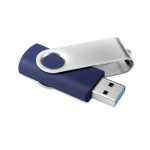 Clé USB sérigraphiée exclusive 3.0 avec corps caoutchouc Techmate 3.0 couleur bleu