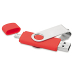 Clés USB d'entreprise allongées avec connexion mobile Techmate Otg couleur rouge