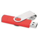 Clés USB d'entreprise allongées avec connexion mobile Techmate Otg couleur rouge