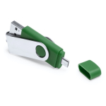 Clés USB d'entreprise allongées avec connexion mobile Techmate Otg couleur vert
