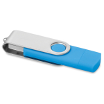 Clés USB d'entreprise allongées avec connexion mobile Techmate Otg couleur turquoise