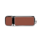 Clé USB publicitaire avec boitier combinant cuir et métal Classic couleur marron