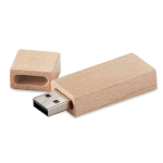 Clé USB classique avec étui en bois avec logo USB Écologique couleur bois clair