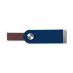USB rétractable avec poignée en cuir pour sérigraphie USB Slide Flash couleur bleu