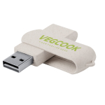 Clé USB publicitaire rotative en canne de blé USB Ecocare couleur beige