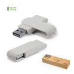 Clé USB publicitaire rotative en canne de blé USB Ecocare couleur beige