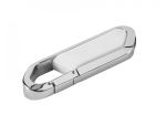 Clé USB d'entreprise en acier inoxydable avec mousqueton Metalhold couleur blanc