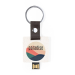 Porte-clés USB écologique de forme carrée Square couleur naturel