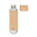 Clé USB avec boîtier en paille et PP avec logo en couleur Ecostyle couleur beige