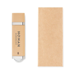 Clé USB avec boîtier en paille et PP avec logo en couleur Ecostyle couleur beige