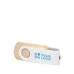 Clé USB corporative en bois avec clip pivotant blanc Woodwhite couleur bois clair