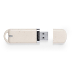 Clé USB avec boîtier en paille de blé et capuchon de fermeture couleur naturel