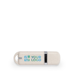 Clé USB avec boîtier en paille de blé et capuchon de fermeture couleur naturel