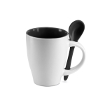 Tasse avec cuillère et impression circulaire de 250 ml Colorspoon couleur noir