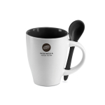 Tasse avec cuillère et impression circulaire de 250 ml Colorspoon couleur noir vue principale