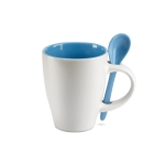 Tasse avec cuillère et impression circulaire de 250 ml Colorspoon couleur bleu