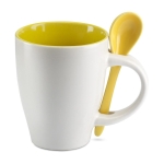 Tasse avec cuillère et impression circulaire de 250 ml Colorspoon couleur jaune
