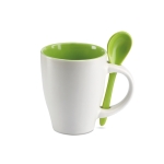 Tasse avec cuillère et impression circulaire de 250 ml Colorspoon couleur vert