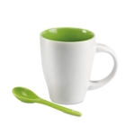Tasse avec cuillère et impression circulaire de 250 ml Colorspoon couleur vert troisième vue