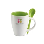 Tasse avec cuillère et impression circulaire de 250 ml Colorspoon couleur vert deuxième vue principale
