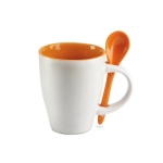Tasse avec cuillère et impression circulaire de 250 ml Colorspoon couleur orange