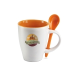 Tasse avec cuillère et impression circulaire de 250 ml Colorspoon couleur orange vue principale