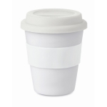 Mug de voyage personnalisé en plastique économique 350ml Takeaway couleur blanc