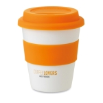 Mug de voyage personnalisé en plastique économique 350ml Takeaway couleur orange troisième vue principale