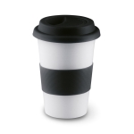 Tasse take away avec couvercle et bande silicone 400 ml Takeaway Plus couleur noir