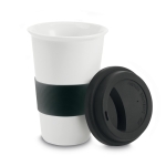 Tasse take away avec couvercle et bande silicone 400 ml Takeaway Plus couleur noir troisième vue
