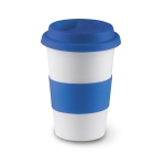 Tasse take away avec couvercle et bande silicone 400 ml Takeaway Plus couleur bleu