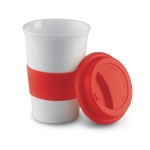 Tasse take away avec couvercle et bande silicone 400 ml Takeaway Plus couleur rouge deuxième vue