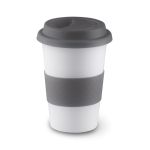 Tasse take away avec couvercle et bande silicone 400 ml Takeaway Plus couleur gris