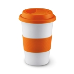 Tasse take away avec couvercle et bande silicone 400 ml Takeaway Plus couleur orange