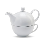 Coffret théière personnalisé avec tasse en céramique 400ml Théière Duo couleur blanc
