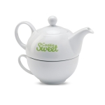 Coffret théière personnalisé avec tasse en céramique 400ml Théière Duo couleur blanc quatrième vue principale