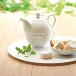 Coffret théière personnalisé avec tasse en céramique 400ml Théière Duo couleur blanc vue d'ambiance