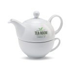 Coffret théière personnalisé avec tasse en céramique 400ml Théière Duo couleur blanc deuxième vue principale