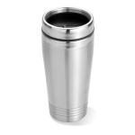 Mug thermos personnalisé en acier avec couvercle noir 400ml Executive couleur argenté mat